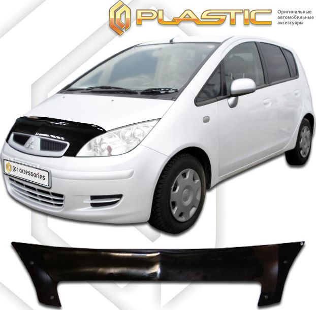 Дефлектор СА Пластик для капота (Classic черный) Mitsubishi Colt VI 2002-2005. Артикул 2010010103378