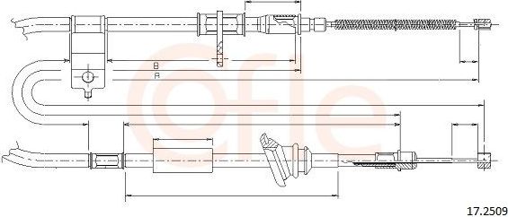 Трос ручника (тросик ручного тормоза) Cofle. Артикул 17.2509