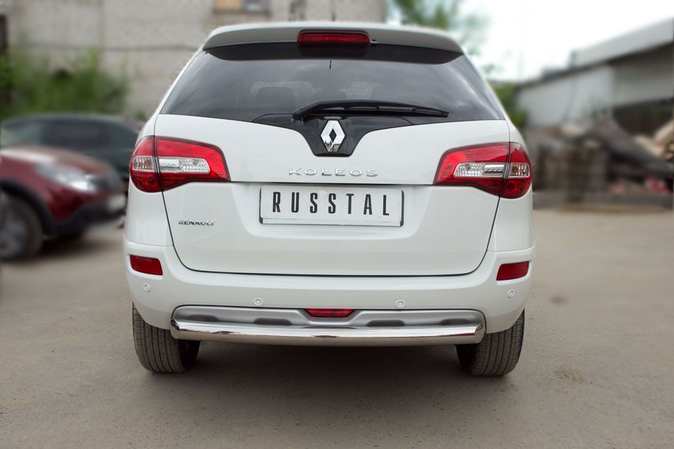 Защита RusStal заднего бампера d76 для Renault Koleos 2012-2026. Артикул RKZ-000590