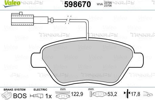 Тормозные колодки Valeo. Артикул 598670