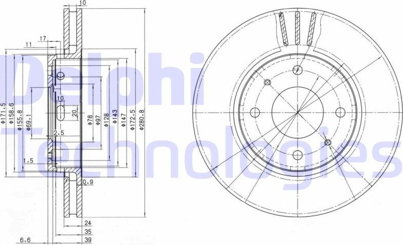 Тормозной диск Delphi. Артикул BG3501C