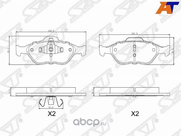 Колодки тормозные FR MAZDA2 DY 03-07 (SAT). Артикул STD3Y03328ZA