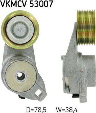 Натяжной ролик (натяжитель) приводного клинового зубчатого ремня SKF правый для Volvo B12 2006-2026. Артикул VKMCV 53007