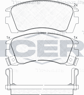 Тормозные колодки Icer передние для Nissan Sunny B14 1990-2000. Артикул 180984