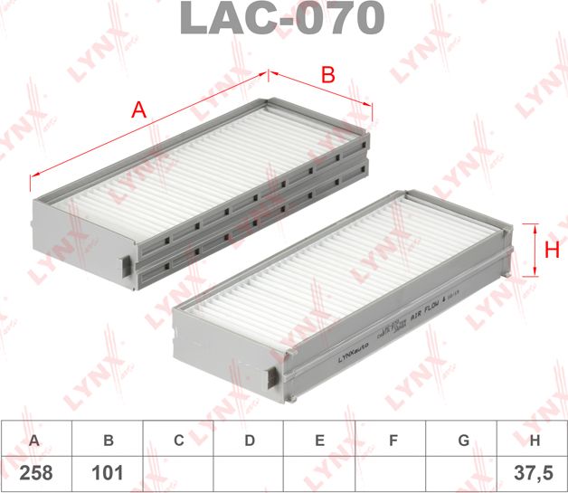 Салонный фильтр LYNXauto. Артикул LAC-070