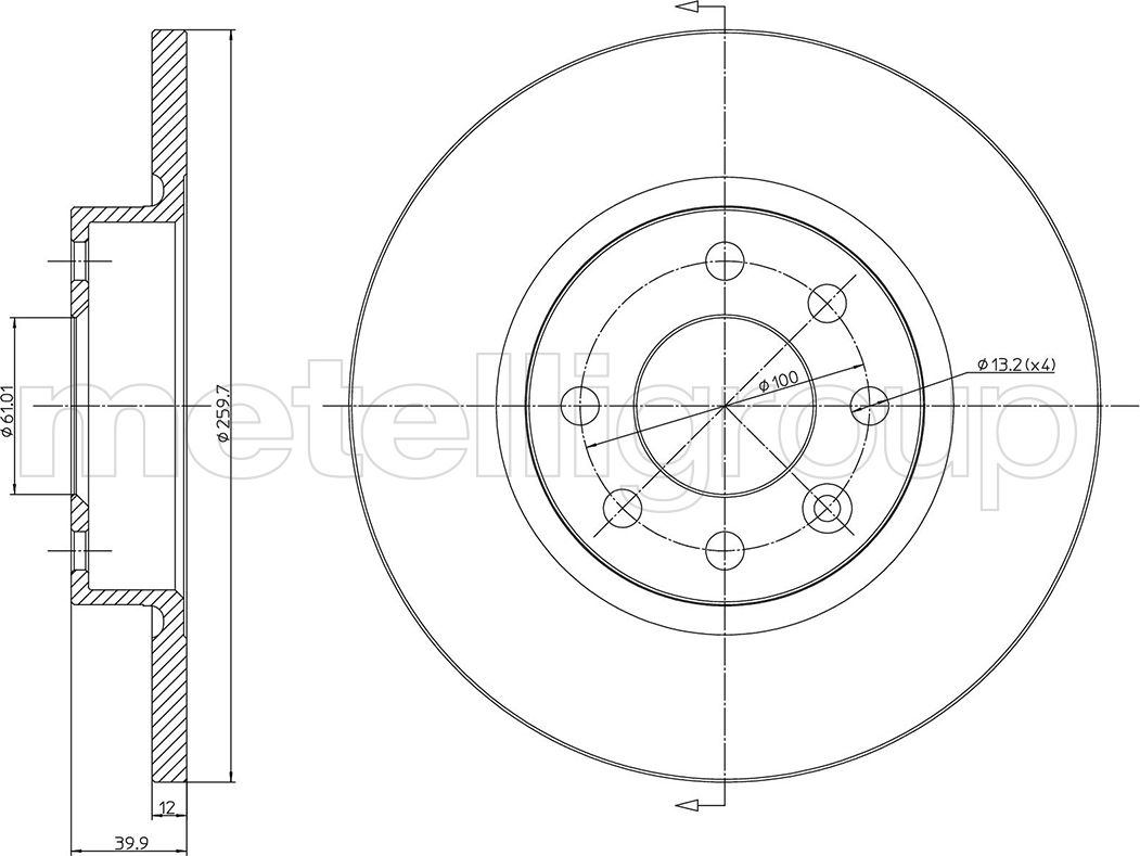 Тормозной диск Metelli. Артикул 23-0260