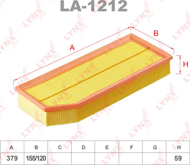 Воздушный фильтр LYNXauto. Артикул LA-1212