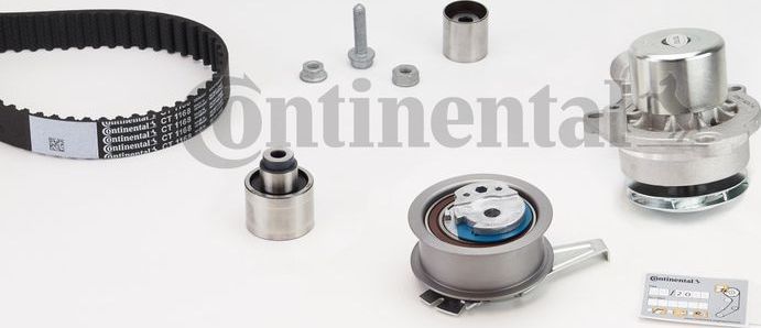 Помпа (водяной насос) с комплектом ремня ГРМ ContiTech. Артикул CT1168WP9