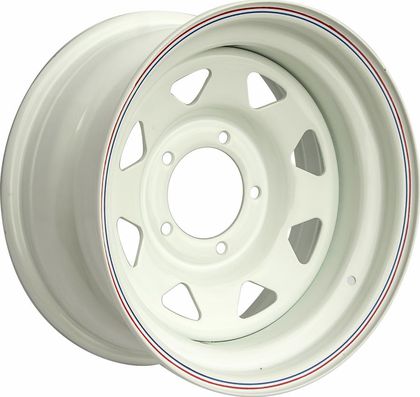 Колёсный диск OFF-ROAD Wheels усиленный стальной белый 5x139,7 8xR16 d110 ET-19 (треуг. мелкий) для УАЗ Хантер 2003-2023. Артикул 1680-53910WH-19A17