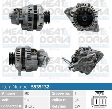 Генератор Meat & Doria для Mitsubishi L200 III 1996-2007. Артикул 5535132