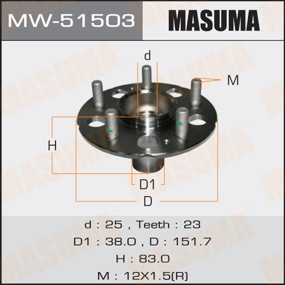 Ступичный подшипник (комплект) Masuma. Артикул MW-51503
