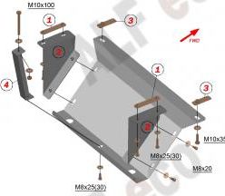 Защита алюминиевая Alfeco для рулевых тяг УАЗ Патриот I 2014-2026. Артикул ALF.39.06 AL4