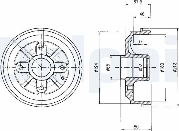 Тормозной барабан Delphi. Артикул BF324