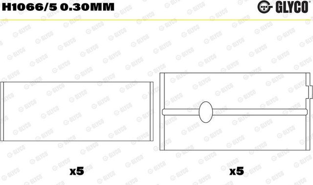 Вкладыши коренные Glyco для Citroen Grand C4 SpaceTourer 2018-2026. Артикул H1066/5 0.30mm