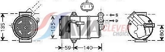 Компрессор кондиционера AVA ** CLEVER FIT ** для Opel Zafira B 2005-2015. Артикул OLAK437