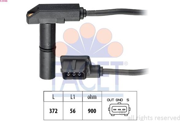 Датчик положения коленвала Facet Made in Italy - OE Equivalent. Артикул 9.0048