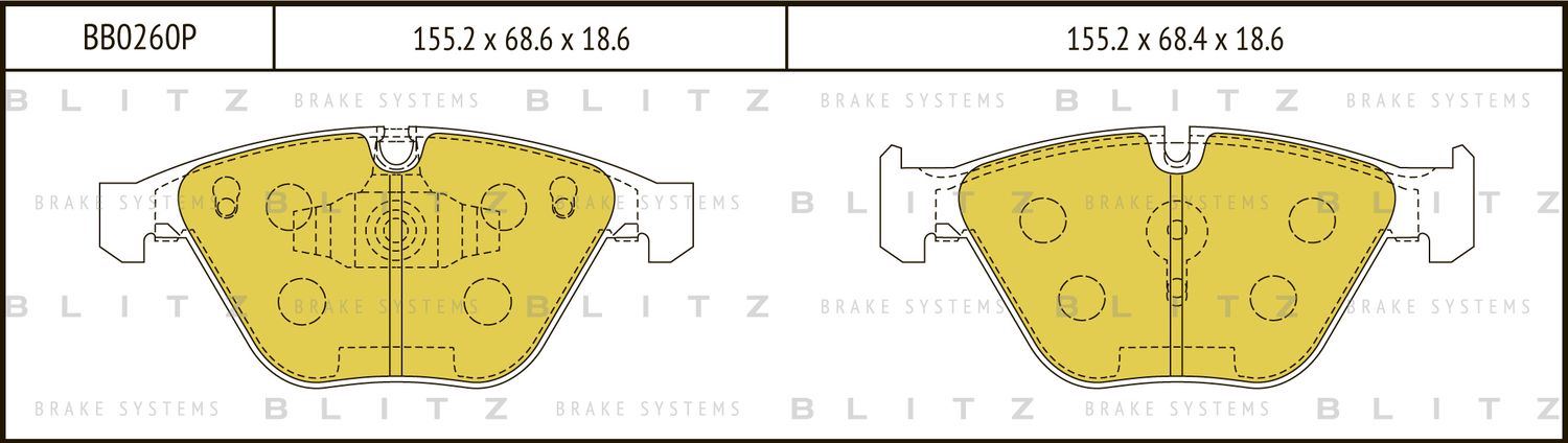 Колодки тормозные BMW 3 (E90/91/92/93) 06- перед. (Blitz). Артикул BB0260P