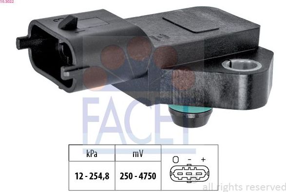 Датчик абсолютного давления (ДАД, MAP) Facet Made in Italy - OE Equivalent для Opel Astra G 2003-2009. Артикул 10.3022