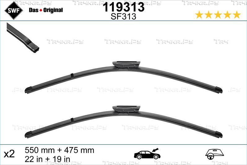Щетки стеклоочистителя (дворники) SWF для Renault Sandero II 2013-2026. Артикул 119313