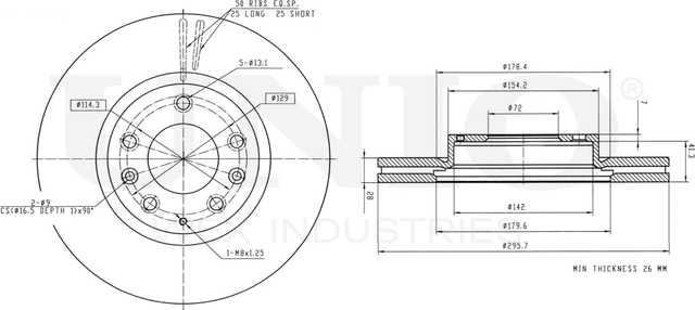 Диск тормозной (Unio). Артикул BRD-20211
