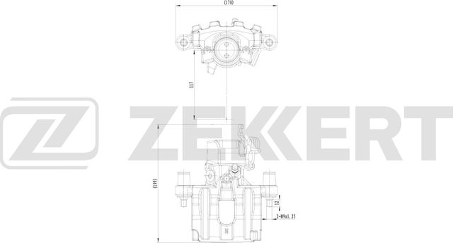 Тормозной суппорт Zekkert (алюминий) задний правый для Nissan Primera P12 2002-2008. Артикул BS-8345