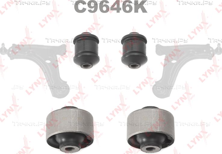 Сайлентблок переднего рычага подвески LYNXauto KIT нижний для Daewoo Lacetti 2004-2010. Артикул C9646K