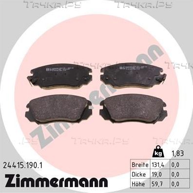 Тормозные колодки Zimmermann. Артикул 24415.190.1