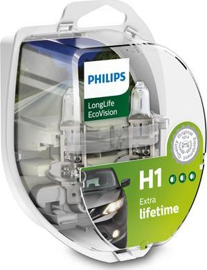 H1 12V- 55W (P14,5s) (увелич. срок службы) LongLife EcoVision (2шт) Philips LongLife EcoVision. Артикул 12258LLECOS2