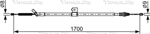 Трос ручника (тросик ручного тормоза) Bosch. Артикул 1 987 482 631