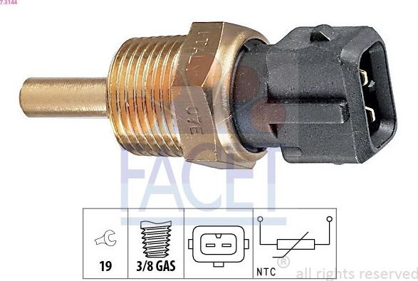 Датчик темп. охл. жидкости Kia SorentoSanta FE 06- Facet Made in Italy - OE Equivalent. Артикул 7.3144