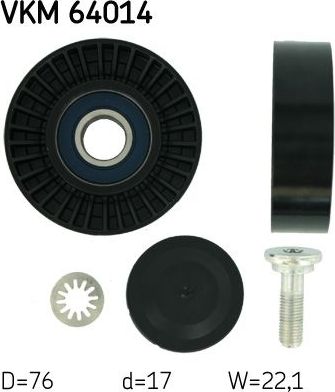Направляющий (ведущий) ролик приводного поликлинового ремня SKF. Артикул VKM 64014