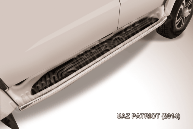Защита Slitkoff штатного порога d42 для УАЗ Patriot I рестайлинг 2014-2026. Артикул UP14-005