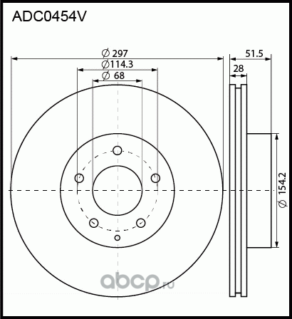 ADC0454V_диск тормозной! передний/ Mazda 6/CX-5 2.0/2.2TD 11 (Allied Nippon). Артикул ADC0454V