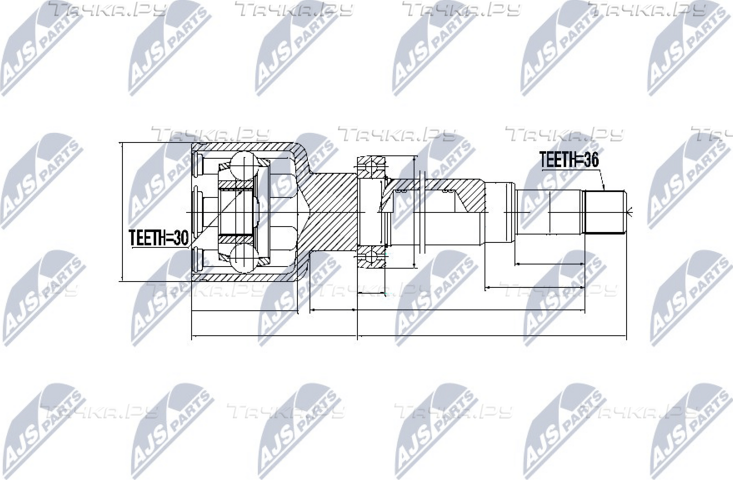 Шрус внутренний (граната) NTY передний правый для Ford Transit Torneo VII 2006-2014. Артикул NPW-FR-043