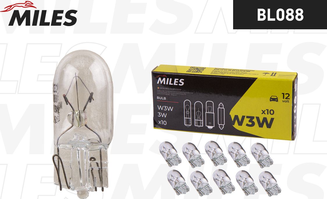 Лампа W3W 12V 3W W2,1x9,5d Miles. Артикул BL088