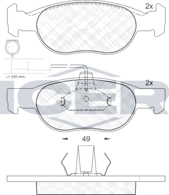Тормозные колодки Icer для Alfa Romeo 145 I 1996-2001. Артикул 181242