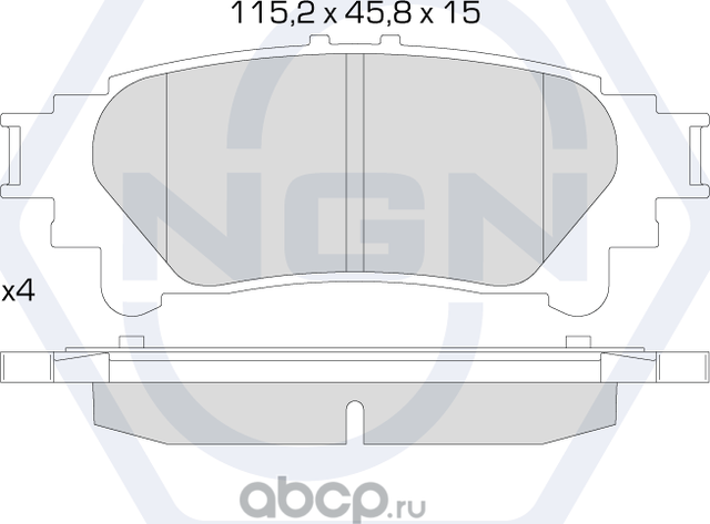Колодки тормозные керамические, задние (NGN). Артикул 3501298