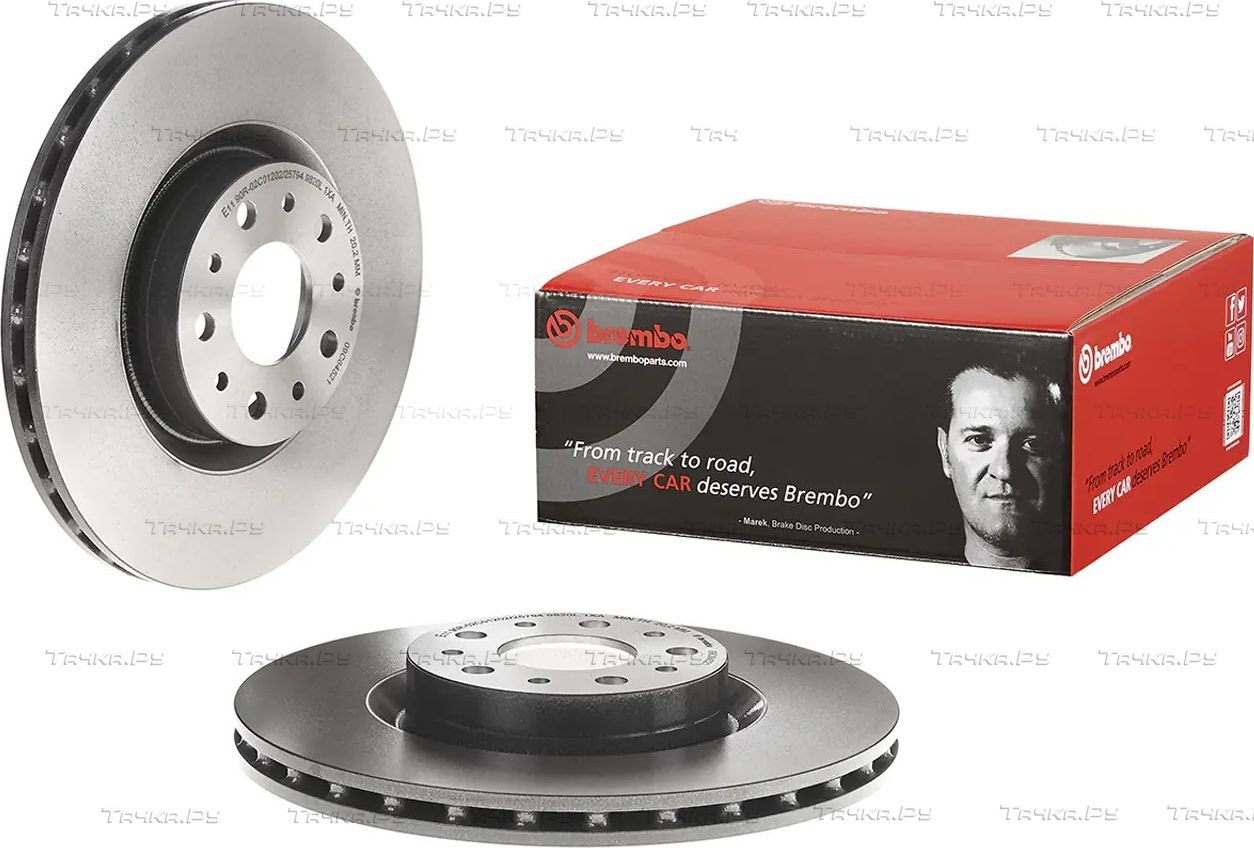 Тормозной диск Brembo PRIME LINE - UV Coated передний для Fiat Tipo 356 2015-2026. Артикул 09.C645.21