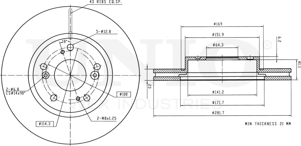 Диск тормозной (Unio). Артикул BRD-20069