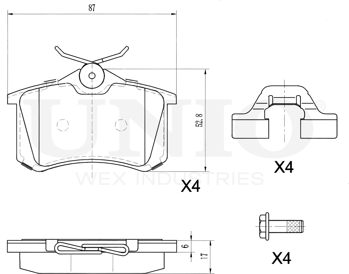 Колодки тормозные дисковые, комплект (Unio). Артикул BRP-20023