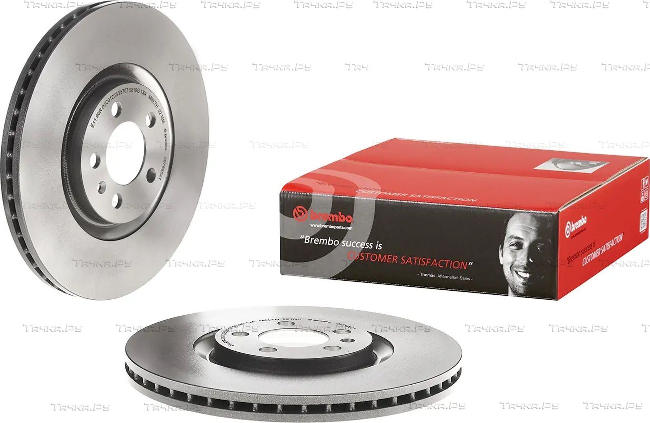 Тормозной диск Brembo PRIME LINE - UV Coated передний для SEAT Ibiza IV 2009-2016. Артикул 09.7880.21