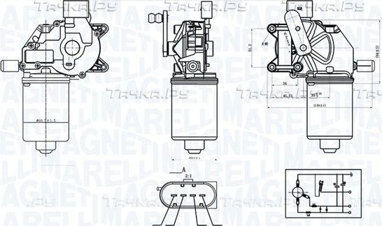 Мотор стеклоочистителя (моторчик дворников) Magneti Marelli. Артикул 064376700010
