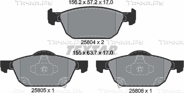 Тормозные колодки Textar Q+ передние для Honda Civic X 2014-2026. Артикул 2580401