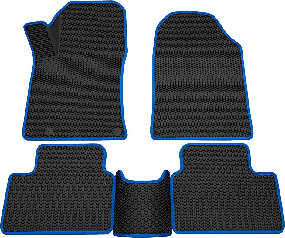 Коврики Rezkon 3D EVA ромб резиновые для салона Kia Ceed III 2018-2026 Синий кант. Артикул 9221005303