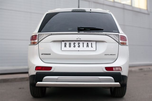 Защита RusStal заднего бампера d75х42 (дуга) Mitsubishi Outlander III 2014-2026. Артикул MORZ-001908