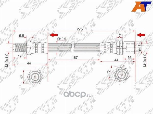 ШЛАНГ ТОРМОЗНОЙ TOYOTA LAND CRUISER PRADO 85-96 KH (SAT). Артикул ST9093101015