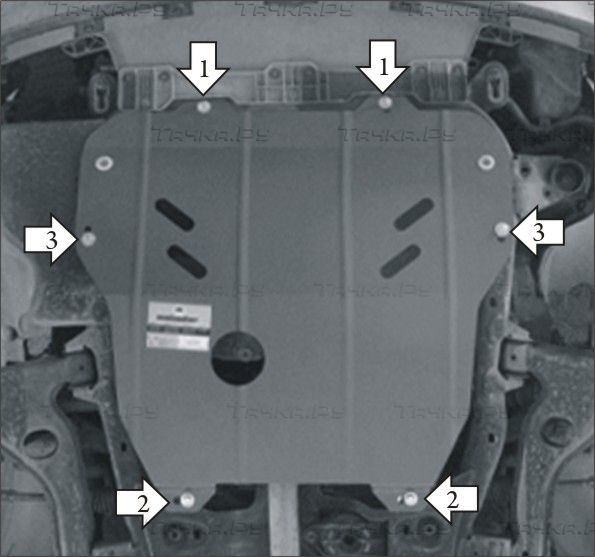 Защита Мотодор для картера, КПП Opel Astra H (вкл. Astra Family) 2004-2015. Артикул 01521