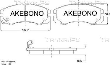Тормозные колодки Akebono Standard передние для Opel Frontera A 1995-1998. Артикул AN-386WK