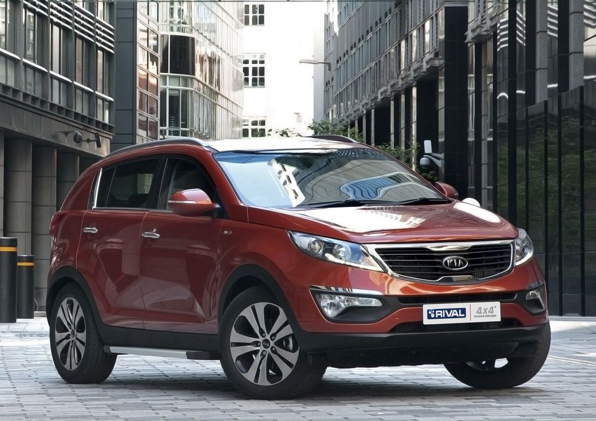 Пороги алюминиевые Rival Silver для Hyundai ix35 2010-2015. Артикул F173AL.2303.2