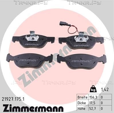 Тормозные колодки Zimmermann. Артикул 21927.175.1